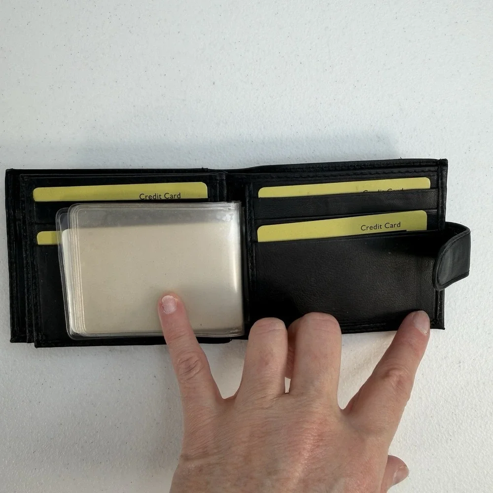 River Ridge Mens Black Genuine Leather Bi-Fold Wallet ID Card Holder Photos NEW‎